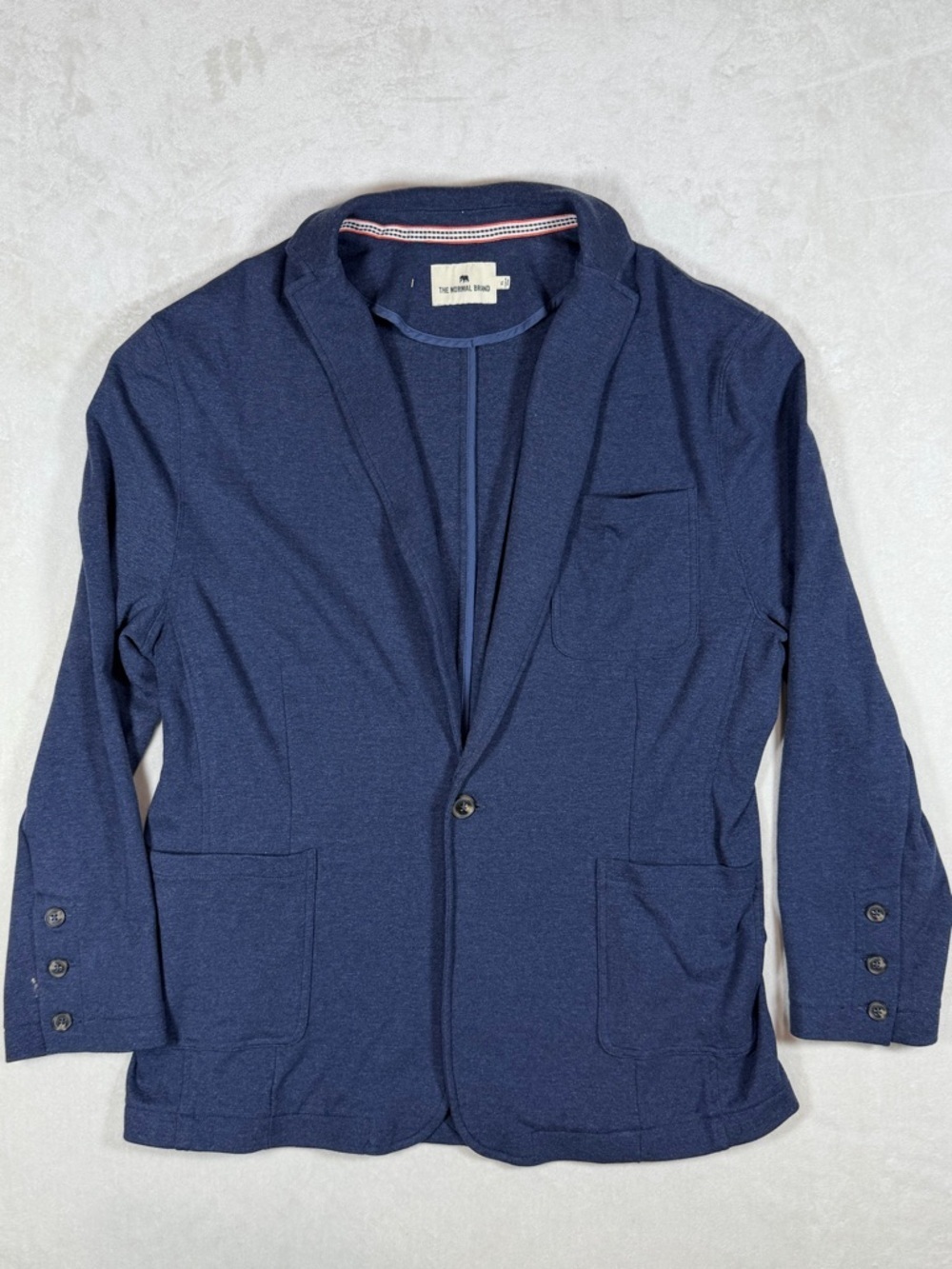 The Normal Brand XL Cotton Stretch Shacket Chore Coat Navy Knit Jacket Blazer